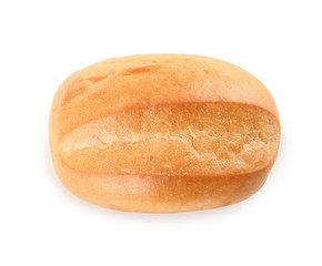 Tasty bun isolated on white, top view. Fresh bread