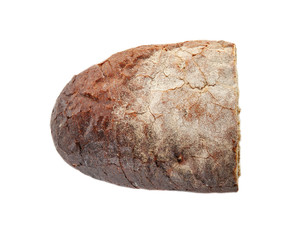 Half of rye bread isolated on white, top view