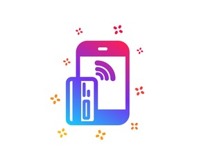 Contactless payment card icon. Phone money sign. Mobile device symbol. Dynamic shapes. Gradient design contactless payment icon. Classic style. Vector