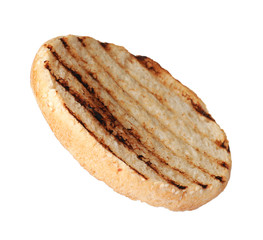 Half of grilled burger bun isolated on white