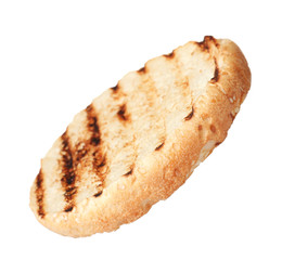 Half of grilled burger bun isolated on white