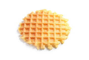 Delicious waffle for breakfast on white background