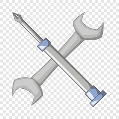 Wrench and screwdriver icon. Cartoon illustration of wrench and screwdriver vector icon for web design