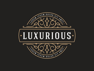 Luxury Logo template flourishes calligraphic elegant ornament lines. identity for Restaurant, Royalty, Boutique, Cafe, Hotel, Heraldic, Jewelry, Fashion and other vector illustration - Vector