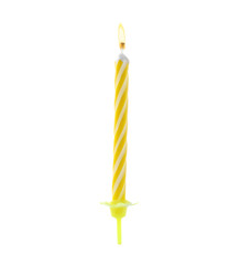 Color birthday cake candle on white background