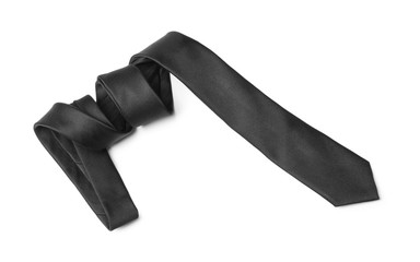 Classic black male necktie isolated on white