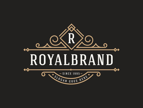 Luxury Logo template flourishes calligraphic elegant ornament lines. identity for Restaurant, Royalty, Boutique, Cafe, Hotel, Heraldic, Jewelry, Fashion and other vector illustration - Vector