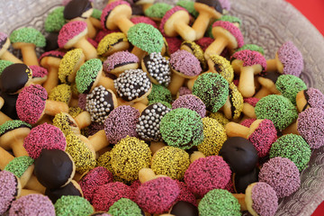 Mixed Christmas cookies, Colorful mix of Christmas-themed decorated cookies 