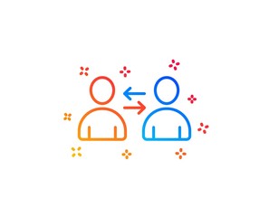 Teamwork line icon. User communication. Profile Avatar sign. Person silhouette symbol. Gradient design elements. Linear communication icon. Random shapes. Vector