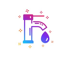 Tap water icon. Faucet with aqua drop sign. Sanitary engineering symbol. Dynamic shapes. Gradient design tap water icon. Classic style. Vector