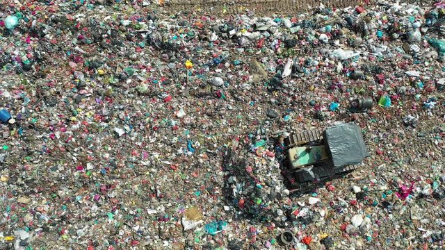 Plastic pollution crisis. Trash sent to Malaysia for recycling is instead dumped in a giant garbage mountain