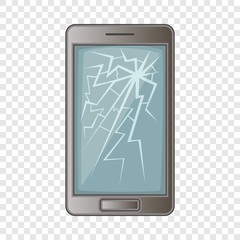 phone with broken screen icon. Cartoon illustration of phone with broken screen vector icon for web design