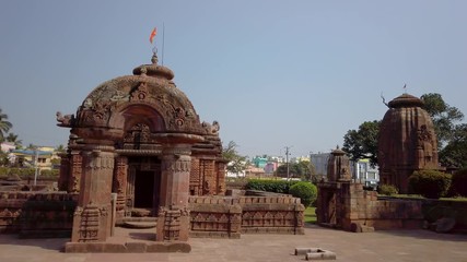 Bhubaneswar ancient stone carved temple complex, 4k 60p