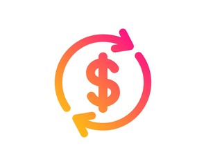 Currency exchange icon. Money Transfer sign. Dollar in rotation arrow symbol. Classic flat style. Gradient dollar exchange icon. Vector