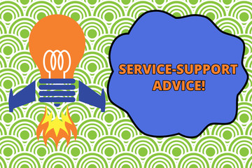 Word writing text Service Support Advice. Business photo showcasing providing help to others in verbal or action way Top view launching bulb rocket fire base. Starting new project. Fuel idea