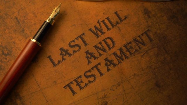 Last will and testament fountain pen and glasses