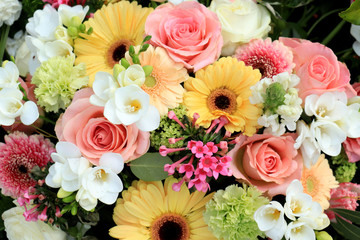 Yellow and pink wedding flowers