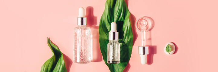 Natural Serums. Concept of cosmetic injection is hyaluronic acid, botulin, serum.