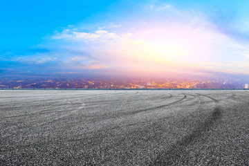 Empty road and modern city skyline in Shanghai,China