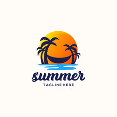 Naklejka premium summer logo design vector illustration