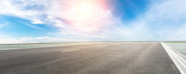 Empty highway road and sky clouds landscape,panoramic view