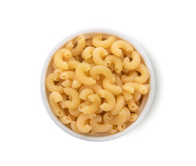 Macaroni Top View on White Background