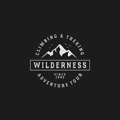 Badge Mountain vintage logo design illustration. - Vector