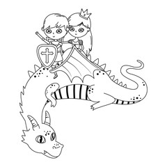 princess dragon and knight of fairytale design