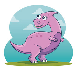 parasaurolophus wild dinosaur character with clouds