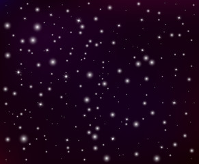 Abstract random glowing stellar dust. Vector space illustration of the night sky, light from the stars.