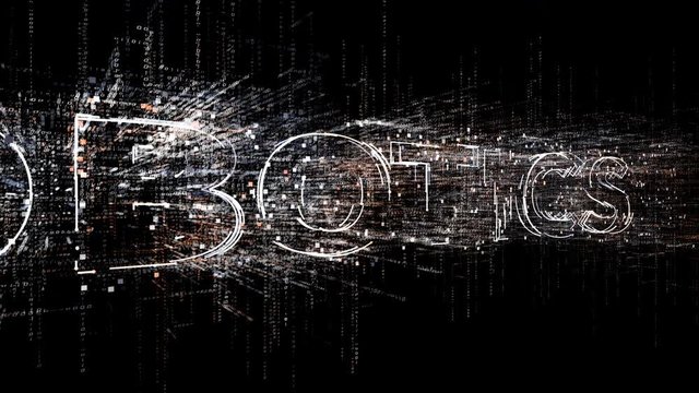 4k robotics animated word tag cloud;text design animation.The Matrix style binary computer code shaped text design animation;changing from zero to one digits;abstract future tech background.
