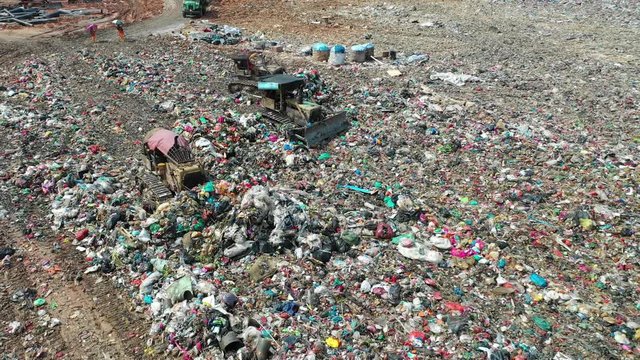 Plastic pollution crisis. Trash sent to Malaysia for recycling is instead dumped in a giant garbage mountain