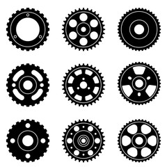 Various types of timing belt. Flat icon. Silhouette vector