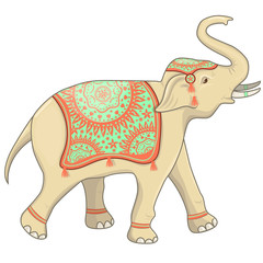 Indian elephant festival vector illustration. Isolated on white background.
