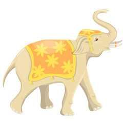 Indian elephant festival vector illustration. Isolated on white background.