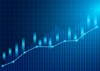 Stock market. Candle stick graph chart of stock market investment trading. Stock market data. Bullish point, Trend of graph . blue background. Vector.