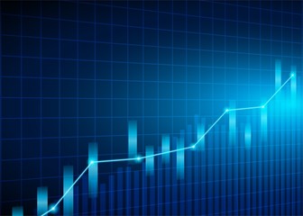 Stock market. Candle stick graph chart of stock market investment trading. Stock market data. Bullish point, Trend of graph . blue background. Vector.