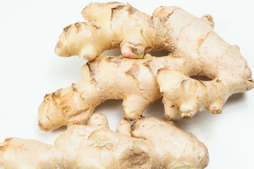 Fototapeta premium Ginger spice root - Zingiber officinale, photo on neutral background