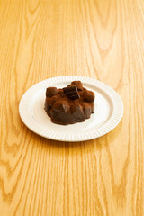 chocolate cake, bread, meal, dessert. Topview.