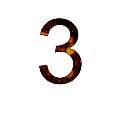 Number 3 illustration on isolated white background.Abstract alphabet symbol . Design element.