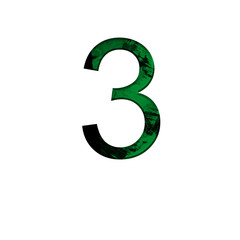 Number 3 illustration on isolated white background.Abstract green alphabet symbol . Design element.
