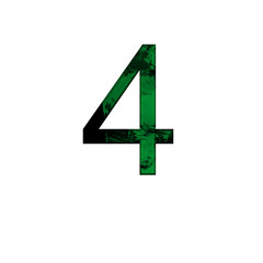 Number 4 illustration on isolated white background.Abstract green alphabet symbol . Design element.