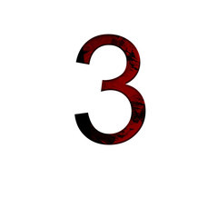 Number 3 illustration on isolated white background.Abstract alphabet symbol . Design element.