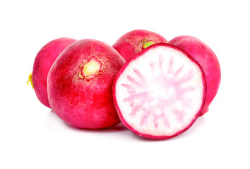 Small garden radish isolated on white background