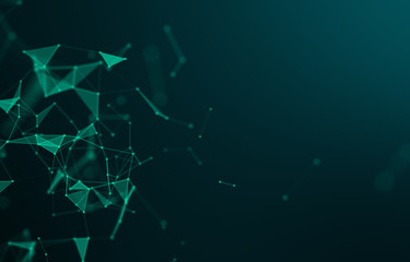 Abstract polygonal space low poly dark background with connecting dots and lines. Connection structure. 3d rendering - Illustration