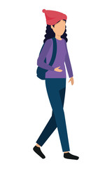 happy young woman with schoolbag