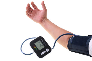 Human check blood pressure monitor and heart rate monitor