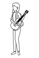 young woman playing guitar instrument