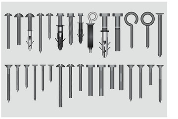 set of realistic metal screw stainless. easy to modify