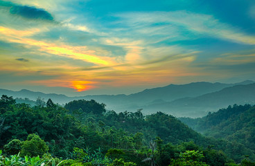 Fototapeta na wymiar Sunrise in Nanggung Bogor West Java Indonesia